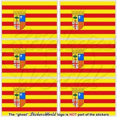 ARAGON Aragonese Flag SPAIN Zaragoza Spanish 40mm (1.6″) Stickers Decals x6