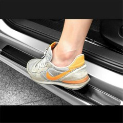 4pcs Carbon Fiber Car Door Plate Sill Scuff Cover Anti Scratch Sticker Protector