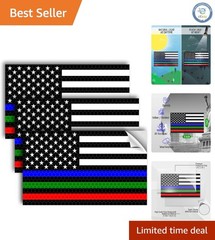 Patriotic 3PC American Flag Stickers – 5×3 – Reflective & Water Resistant