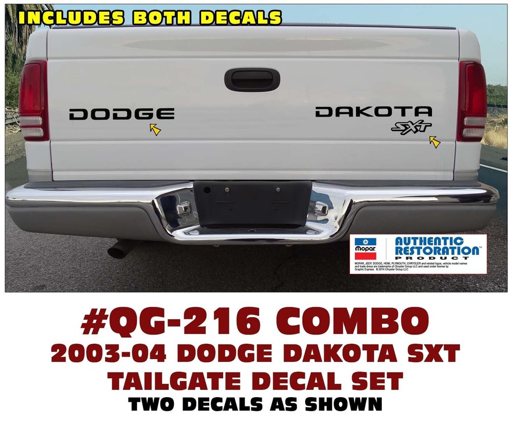 QG-216 2003 2004 DODGE DAKOTA SXT – TAILGATE NAME DECAL SET – LICENSED – COMBO