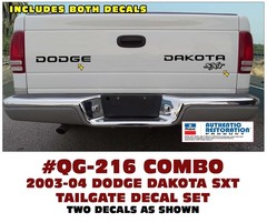 QG-216 2003 2004 DODGE DAKOTA SXT – TAILGATE NAME DECAL SET – LICENSED – COMBO