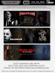 2ft x 6ft banner of Phantasm, Halloween or Nightmare On Elm Street