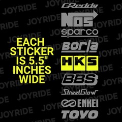 9 Car Automotive Sponsor Decals Pack JDM Drift Racing Sport Logos Aftermarket