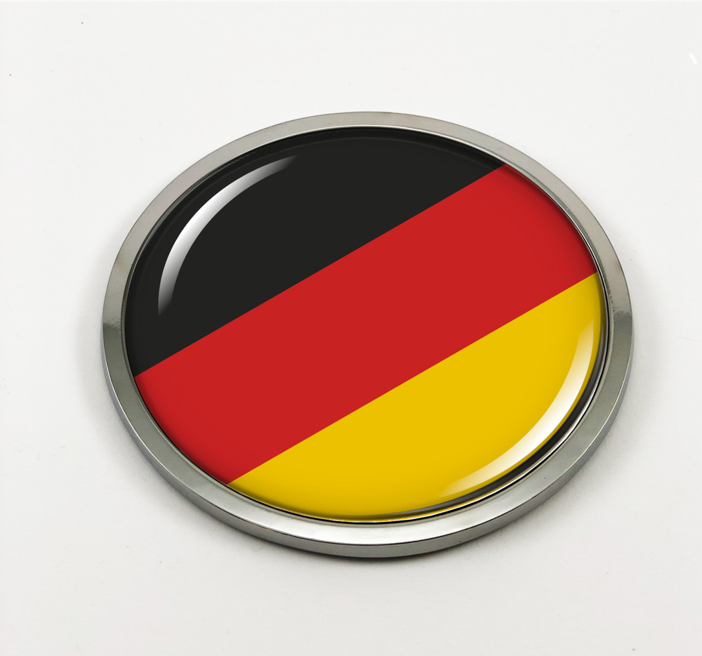 Germany Flag 3D Domed Emblem Badge Car Sticker Chrome ROUND Bezel