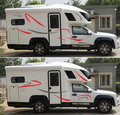 2PCS/SET Car Red+Grey Stripe Decal Stickers For Caravan Travel Camper Van RV BUS