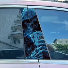 2pcs Gothic sketeton Halloween Car Door B Pillar Decals Center Column Sticker