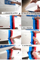 24″ BMW M-Sport POWER 3-Colored Stripes Racing Body Decal DIY Sticker Customize