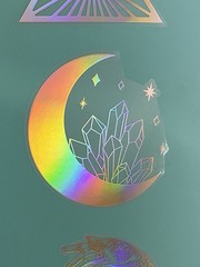 Two Holographic Crystal Moon Waterproof Auto Scrapbook 4” Vinyl Stickers