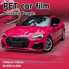 5FTx50FT PET Gloss Crystal Beetroot Purple Vinyl Wrap Self-Adhesive Air Release
