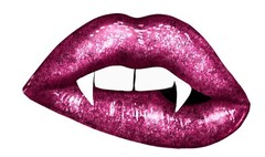 4” Wide Vampire Fangs Sticker Pink Lips Teeth Sexy Halloween Undead