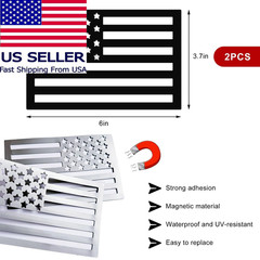 PKOLSFE 2 PCS American Flag Magnet Decal, 6 x 3.7 Inch Black (Left+right)