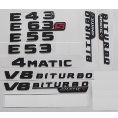 Gloss Black Emblems for Mercedes Benz E43 E53 E63 E63s AMG 4MATIC V8 BITURBO