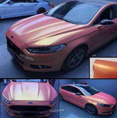 50FT x 5FT Car Wrap Gold Pink Film Coral Chameleon Satin Chrome Vinyl Sticker US
