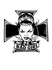 Bad Girl Sticker (6 Inch) Sexy Biker Punk Metal Goth Devil Horns Knife