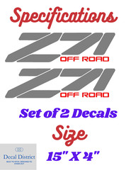 Z71 4×4 Off Road Sticker Vinyl Decal Fits Chevy Truck Silverado 1500 SILVER/RED