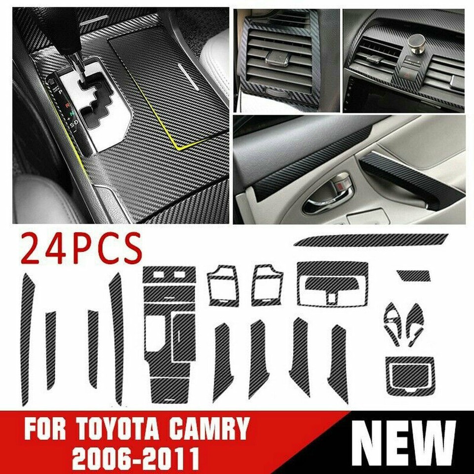 For Toyota Camry 06-11 Carbon fiber Black Car Interior Decor Kits Trim Sticker++