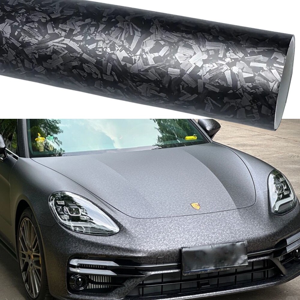 108″x60″ Premium Matte Flat Forged Carbon Fiber Vinyl Wrap Film Black 9ft x 5ft