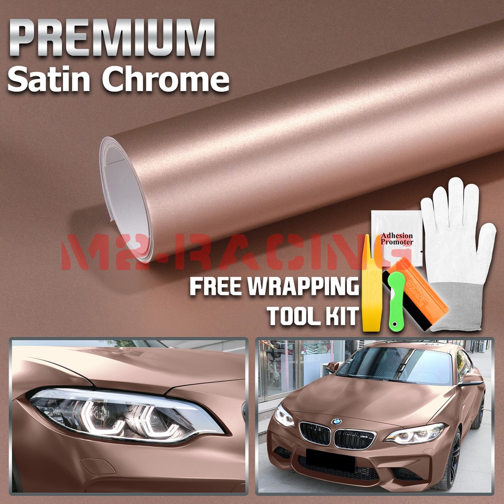 【Satin Chrome】 Rose Gold Matte Metallic Vinyl Wrap Sticker Air Release Sheet DIY