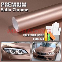 【Satin Chrome】 Rose Gold Matte Metallic Vinyl Wrap Sticker Air Release Sheet DIY