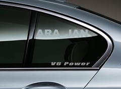 2 – V6 POWER Racing Sport Vinyl Decal sticker logo window SILVER