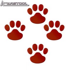 4 PCS 3D Red Dog Paw Car Decal Auto Bumper Window Laptops Decor Emblem Decal