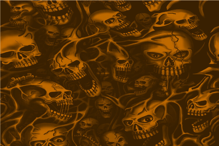 Orange Seamless Ghost Skulls Graphic Decal Vinyl Bike Motorcycle Car Wrap 24×36