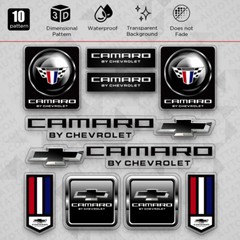 Chevy Camaro Nameplate Sport Car Logo Sticker Vinyl 3D Decal Stripes Decor Set