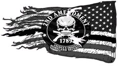 American ripped flag 2nd Amendment Right To Bare Arms Decal left 12″