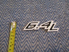 6.4L 6.4 POWER STROKE TURBO DIESEL EMBLEM FITS FORD F250 F350 BLACK ON WHITE 15″