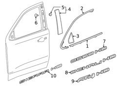 Genuine GM Front Passenger Side Door Window Frame Front Applique 84692189