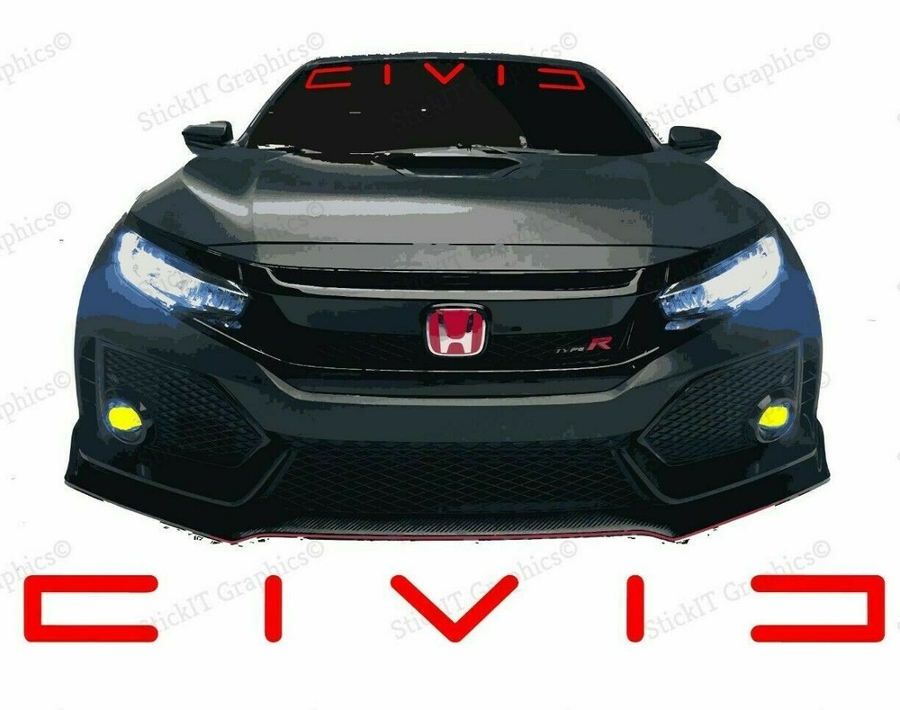 HONDA CIVIC 36″ Red Windshield Banner Decal Emblem Logo Graphics