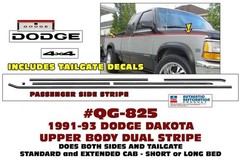 QG-825 1991 1992 1993 DODGE DAKOTA – UPPER BODY STRIPE – SIDES & TAILGATE