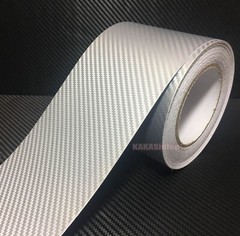 3D Silver / Sheet Car PVC Grain Carbon Fiber Vinyl Tape Wrap Sticker Decors Trim