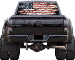 Truck Back Window Graphics American Flag (P530) See Through Rear Decal Wrap Tint