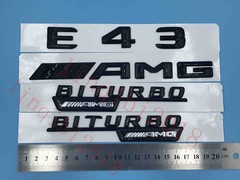 Gloss Black ” E43 AMG BITURBO ///AMG ” Number Emblem Sticker for Mercedes-Benz