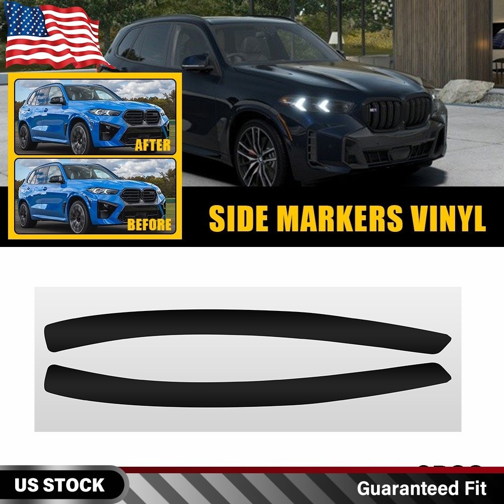 2PCS Precut Side Marker Light Blackouts Vinyl Overlay For 2024 2025 2026 BMW X5