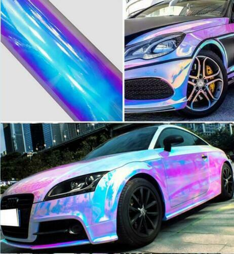 Glossy Laser Chrome Vinyl Holographic Rainbow Whole Car Wrap Film Foil White