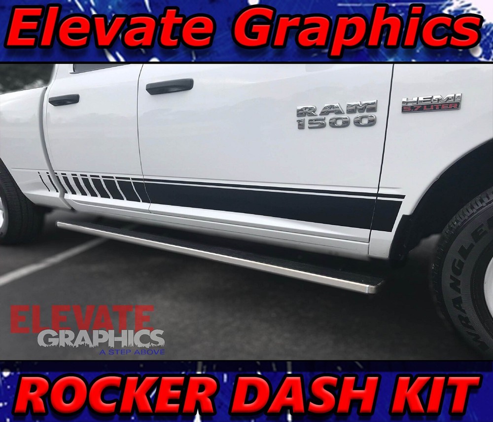 For Dodge Ram 1500 Stripes Side Rocker Dash Vinyl Decals Graphics 2009-2018