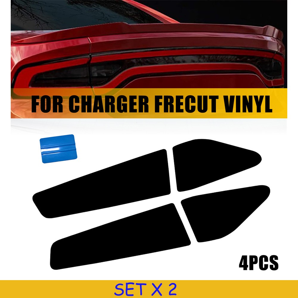 8x Vinyl Film for Dodge Charger 2015-2022 Rear Tail Light Smoked VLT-20% Precut