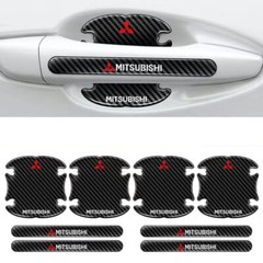 8PCS Carbon Fiber Car Door Handle Bowl Film Protector Accessories for Mitsubishi