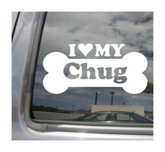 I Heart Love My Chug – Mixed Dog Bone Car Vinyl Decal Sticker 14065