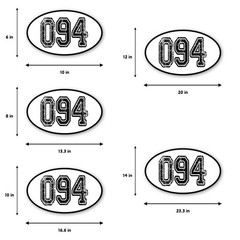 Custom Oval Number 6″ 8″ 10″ 12″ 14″ H Glossy Matte Sticker /Magnet Car Door x2