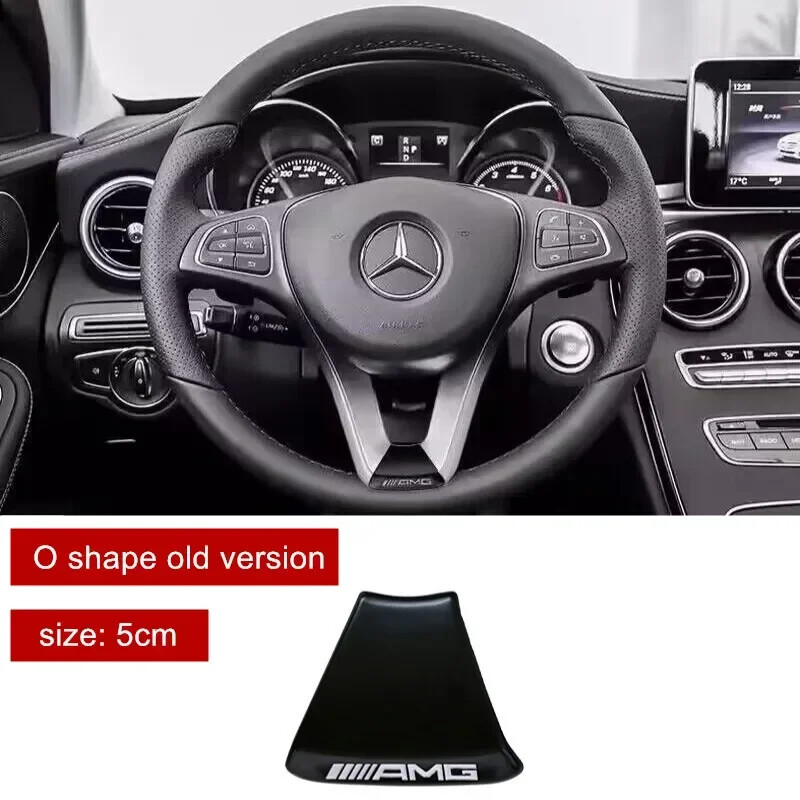 3D Badge For AMG Steering Wheel Emblem Squared Base GLC C43 C350E Chrome Black