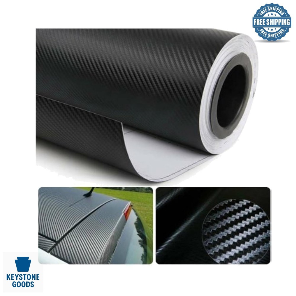 12x60in 3D Black Carbon Fiber Vinyl Wrap Sheet – DIY Car, Surface Decor