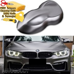 96″ x 60″ Satin Matte Chrome Metallic Dark Gray Vinyl Film Wrap Air Bubble Free