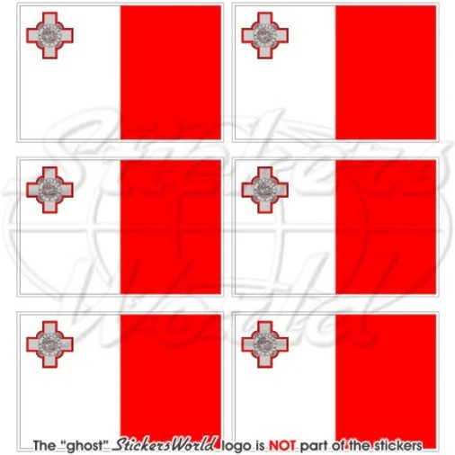 MALTA Maltese Flag 40mm (1.6″) Vinyl Bumper Stickers Decals x6