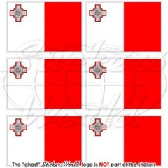 MALTA Maltese Flag 40mm (1.6″) Vinyl Bumper Stickers Decals x6