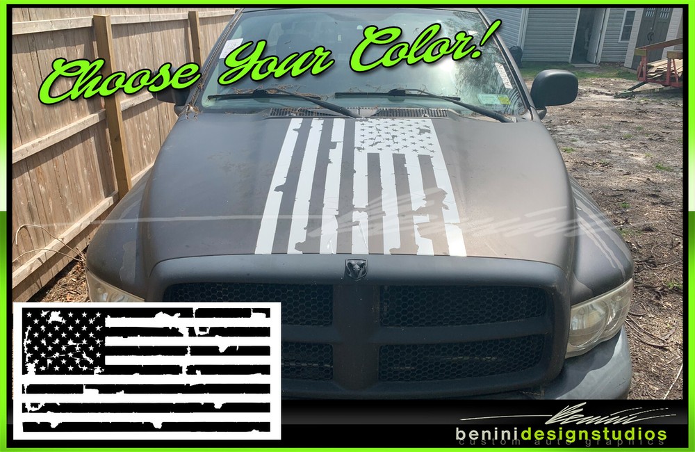 AMERICAN FLAG Pick-Up SUV Truck Hood Decal UNIVERSAL for RAM F150 Jeep Bronco