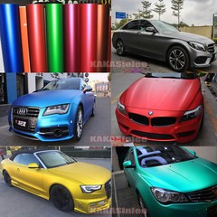 10 Colors – Car Stretch Satin Matte Metallic Chrome Vinyl Wrap Sticker Film CF