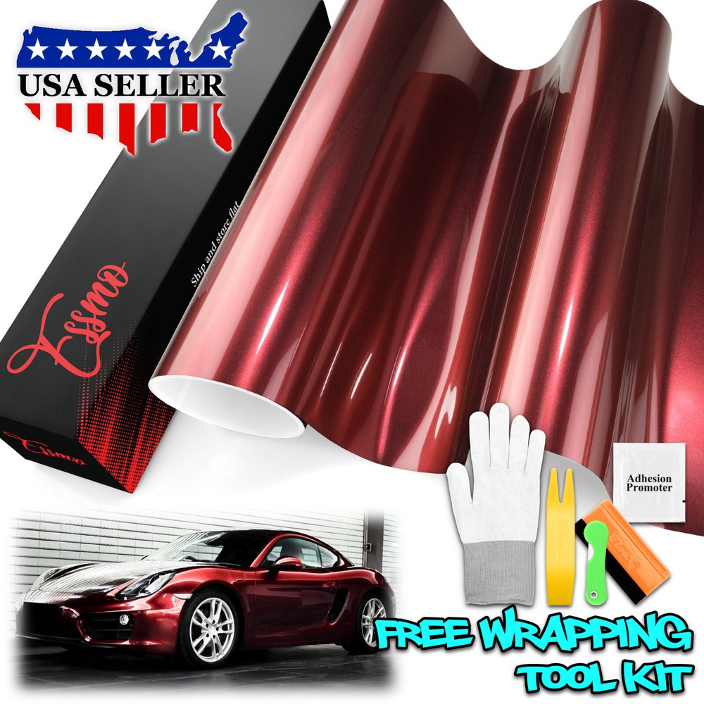 ESSMO PET Super Gloss Metallic Vampire Red Vehicle Vinyl Wrap Decal Like Paint